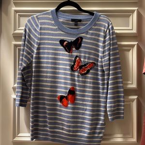 J. crew Tippy Sweater with butterflies and stripes